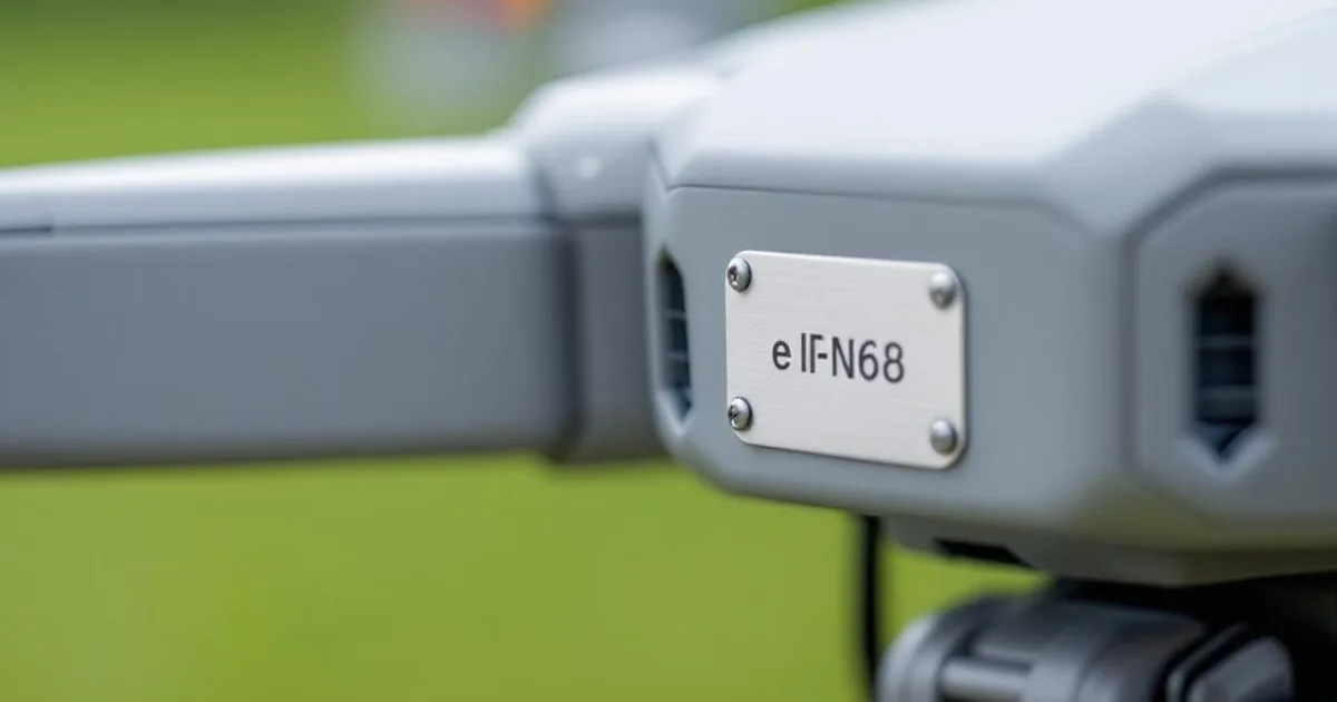 E-ID Nummernschild an einer Drohne